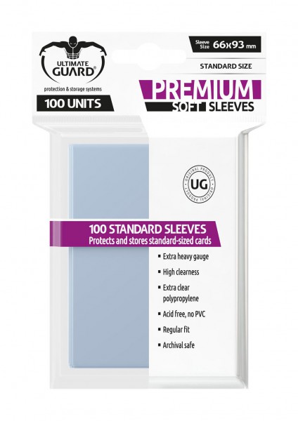 100 St. Ultimate Guard Premium Soft Card Sleeves Standardgröße Transparent 